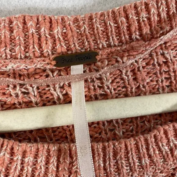 Free People Sweater XS Pink Chunky Marled Knit Long Sleeve Pullover Star Dune - Picture 9 of 11